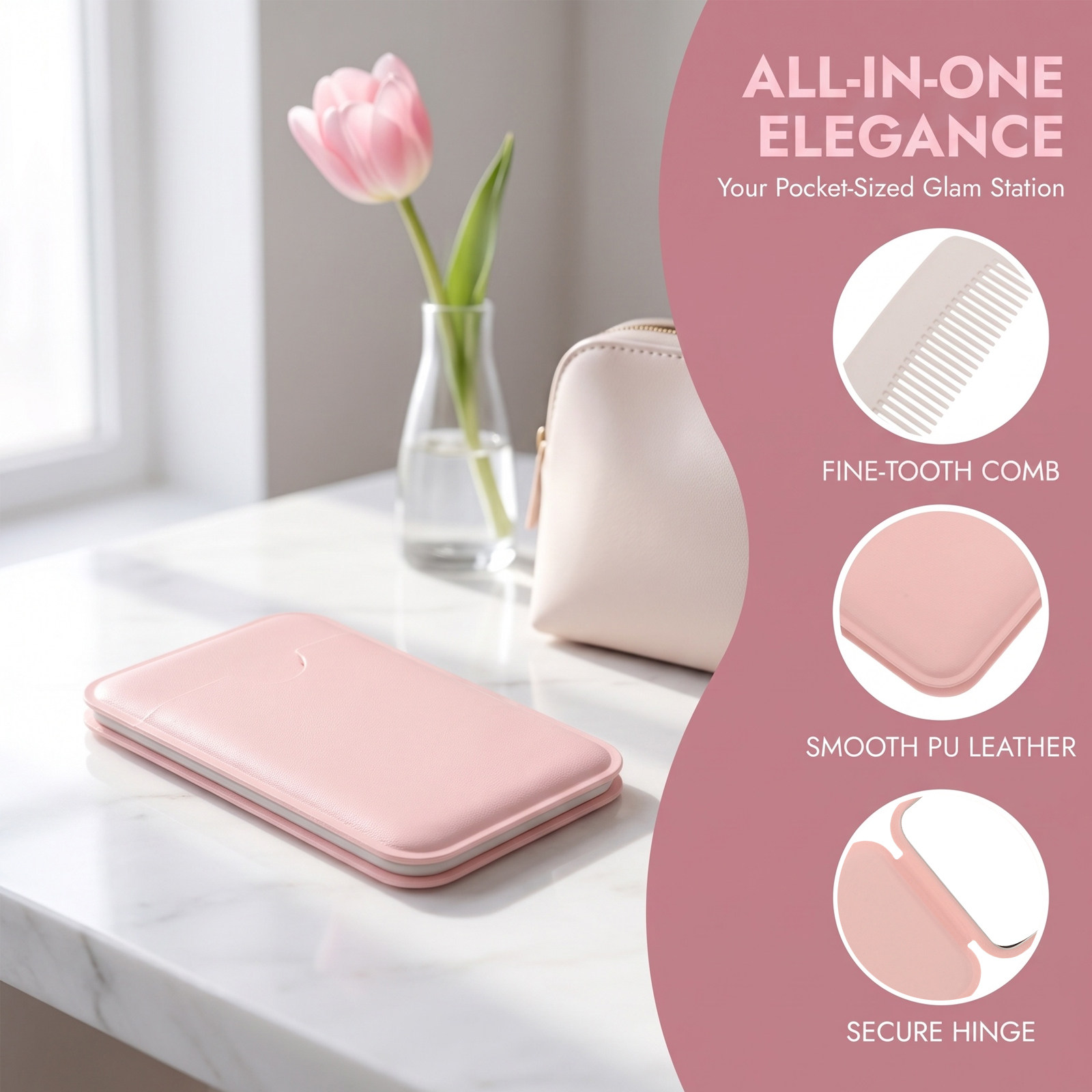 2Pcs Folding Mirror Comb Set S - Beauty Makeup Vanity Set 评论和价格