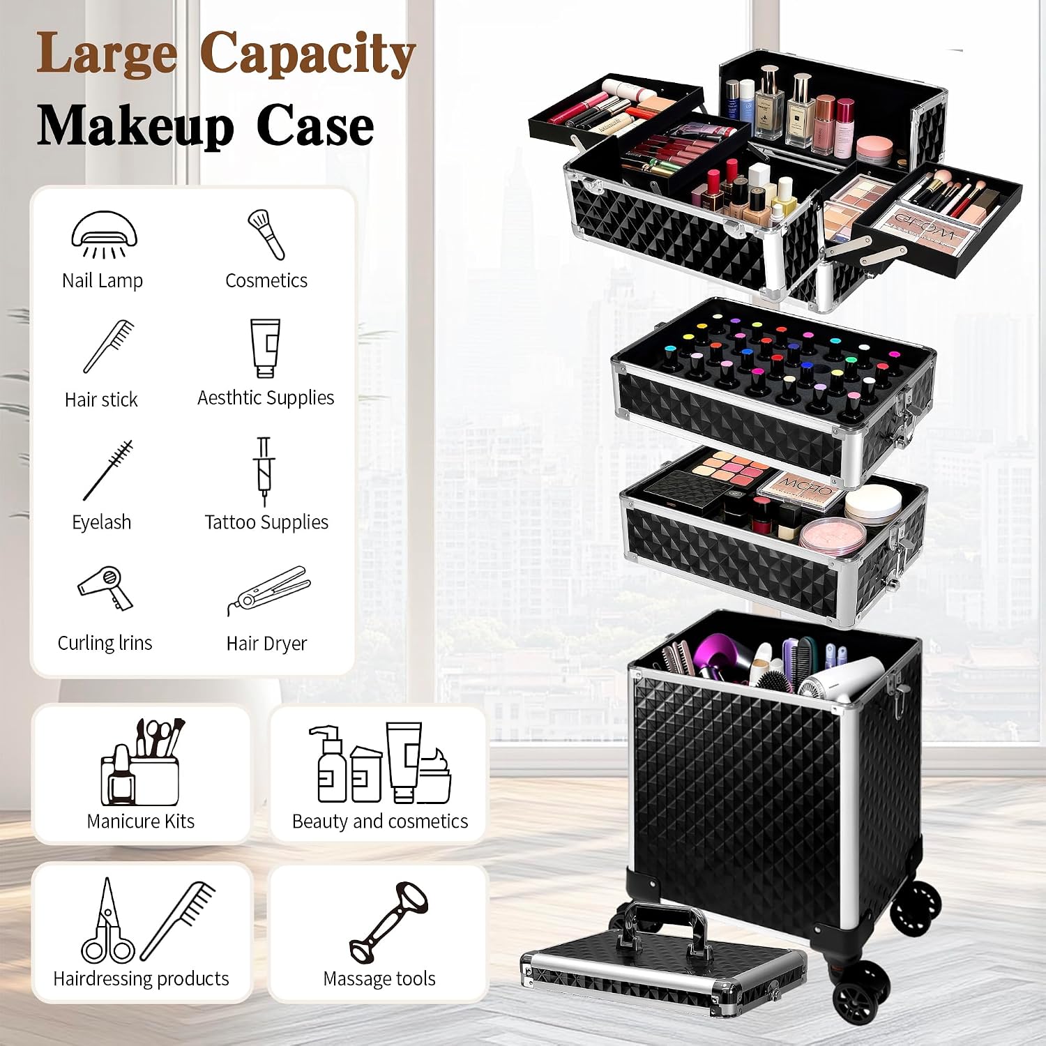 Rolling Makeup Train Case, Cos - Beauty & Makeup Katia Di Paola 评论和价格