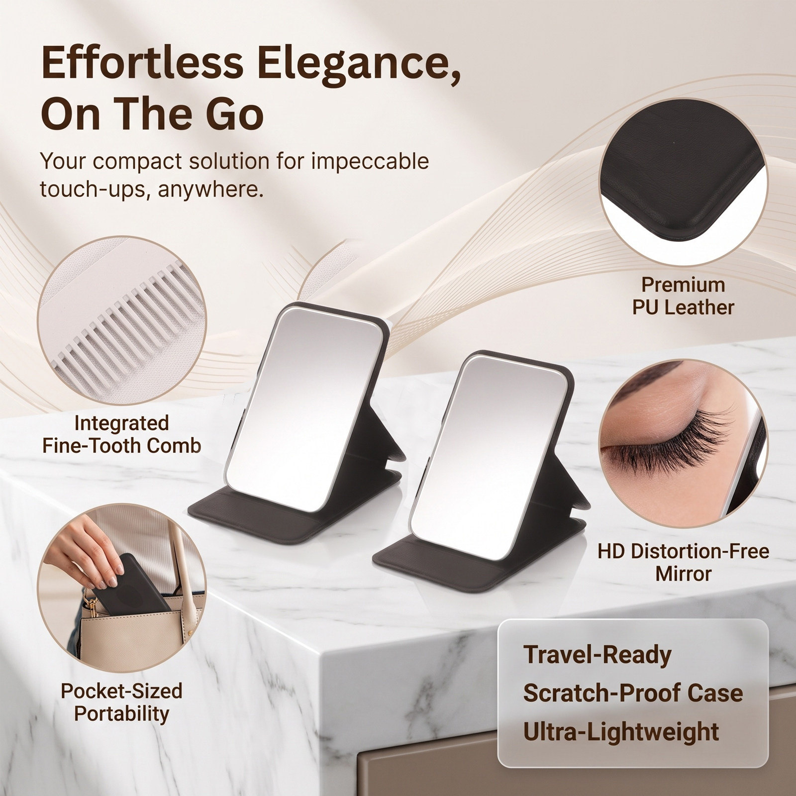 2Pcs Compact Makeup Mirror Com - Beauty Makeup Vanity Set 评论和价格